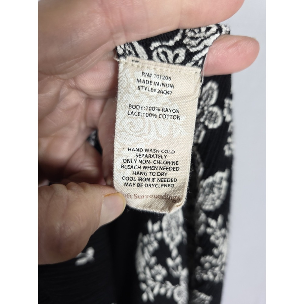 Soft Surroundings Maxi Dress Small Black White Floral Crochet Detail Boho S - Picture 7 of 10